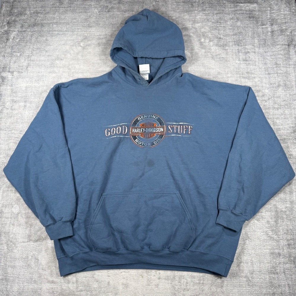 Harley Davidson Sweatshirt Mens 3XL Blue St. Croix Wisconsin Heavy Hoodie Biker
